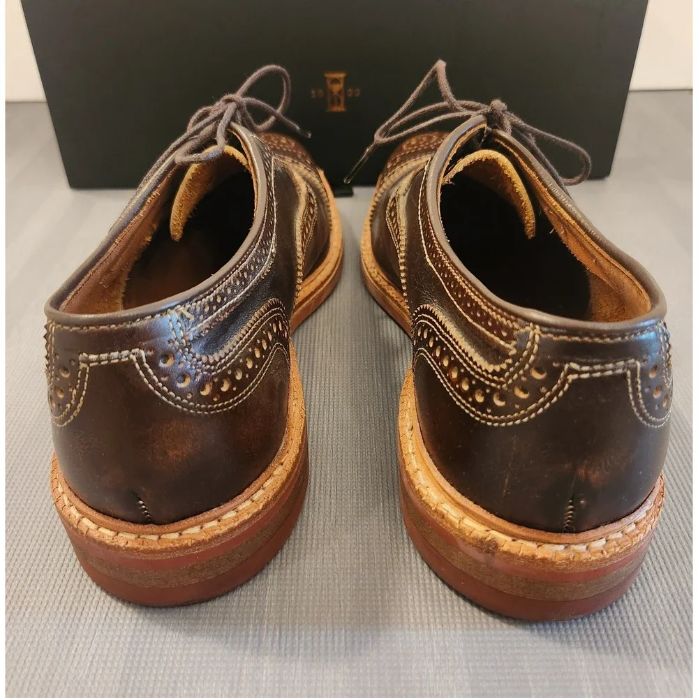 Allen Edmonds Strandmok Brown Leather Cap Toe Brogue Oxford Shoes Mens 9.5